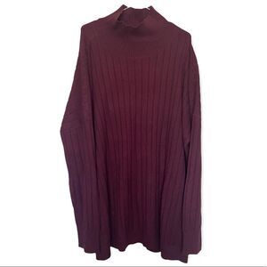 Nordstrom NWT Burgundy Stem Turtleneck Ribbed Sweater Size XXL